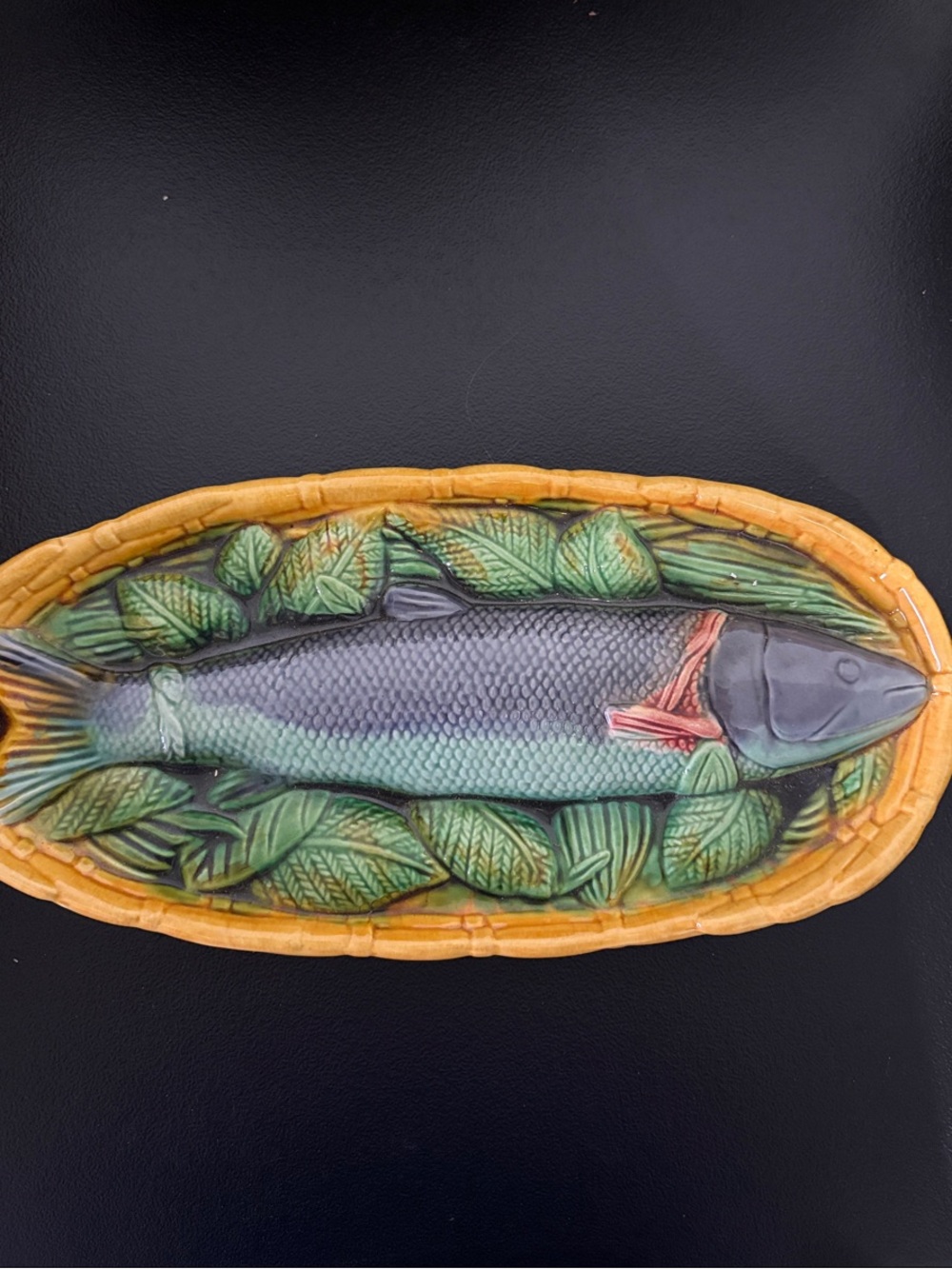 💚VINTAGE 1950’s💚 Italian Majolica Fish Basket Wall Hanging